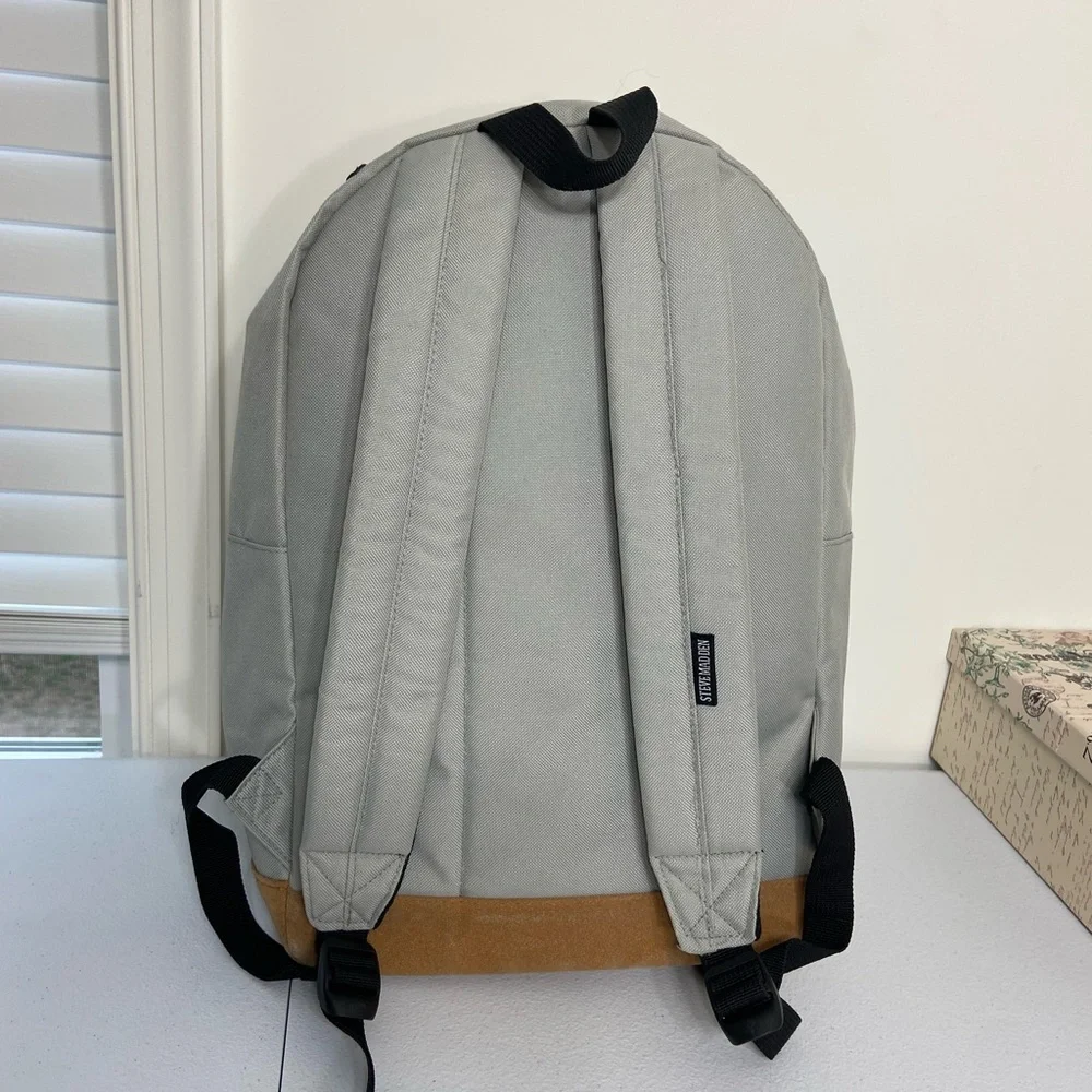 Steve Madden Barnett Avenue gray canvas pocket adjustable strap lined‎ backpack